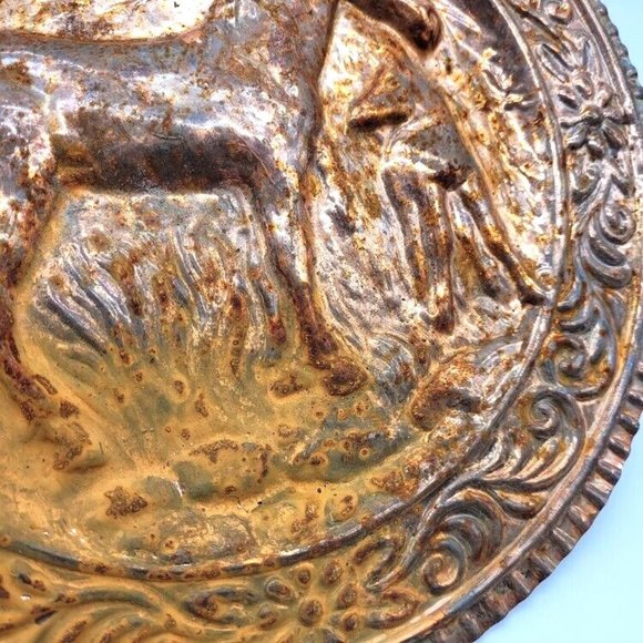 VTG Horses Brass Wall Plaque Hangs Embossed Country Cabin Decor Equestrian Home - Picture 7 of 7